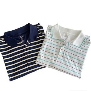 Haggar Cool Performance Striped Golf Polos 2 pc Set Size Large